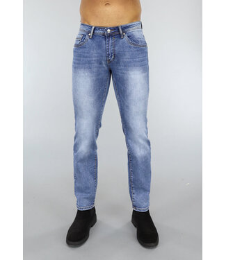Basic Blauwe Washed Heren Jeans