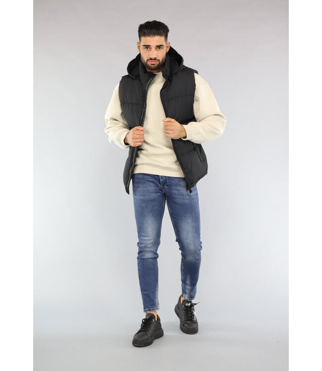Zwarte Heren Bodywarmer met Capuchon