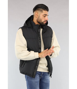 Zwarte Heren Bodywarmer met Capuchon