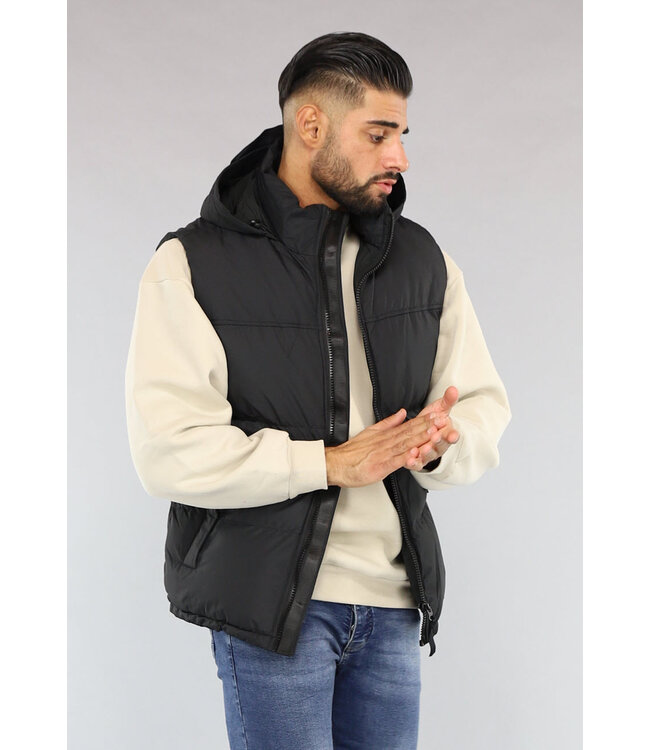 Zwarte Heren Bodywarmer met Capuchon