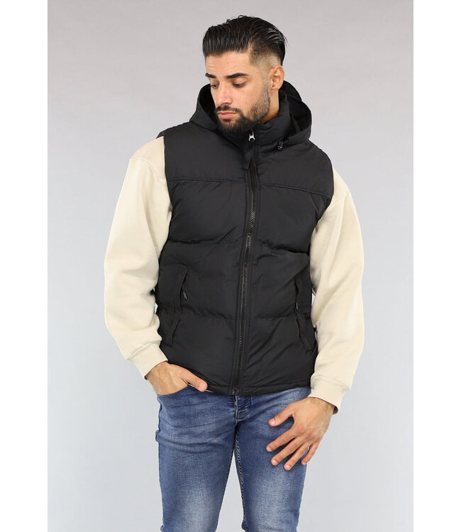 Zwarte Heren Bodywarmer met Capuchon