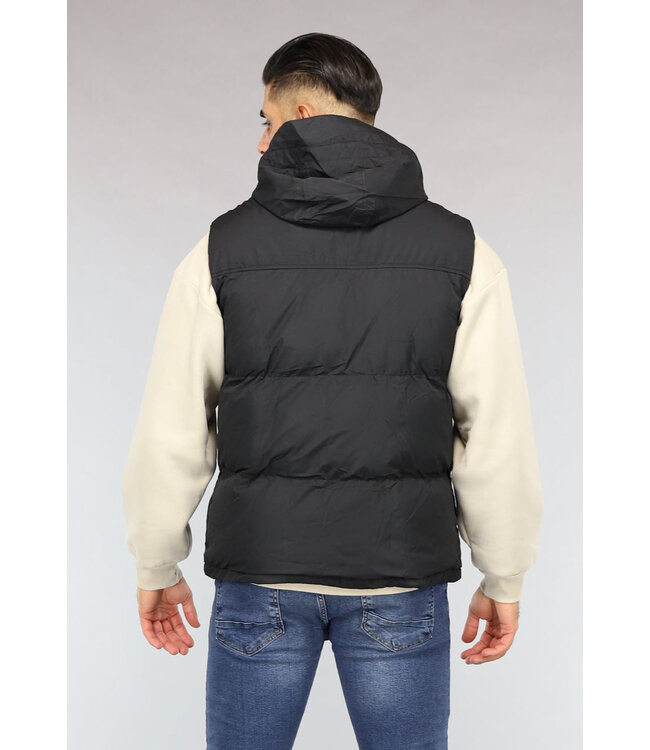 Zwarte Heren Bodywarmer met Capuchon
