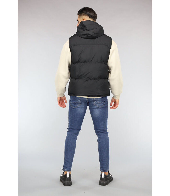 Zwarte Heren Bodywarmer met Capuchon