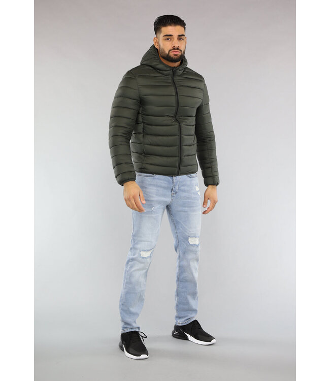 Groene Heren Puffer Jacket met Zakken
