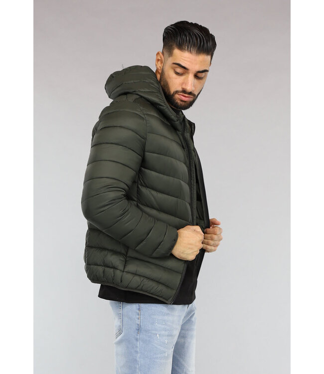Groene Heren Puffer Jacket met Zakken