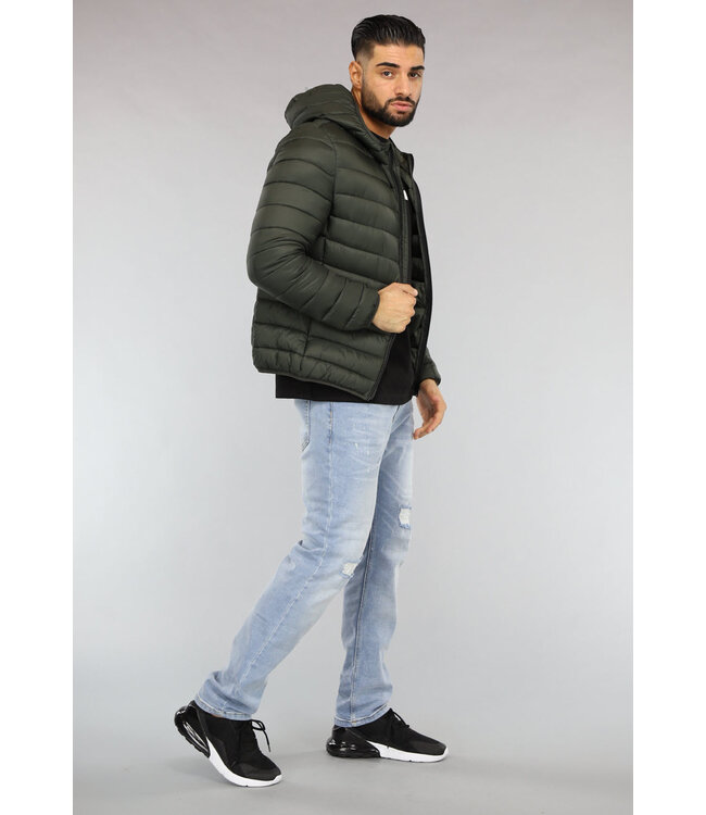 Groene Heren Puffer Jacket met Zakken