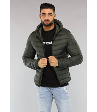 Groene Heren Puffer Jacket met Zakken