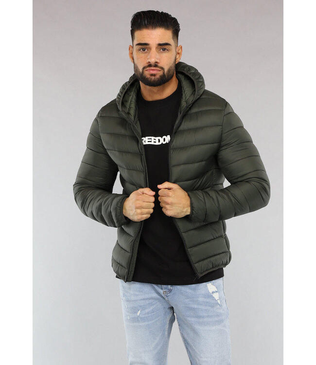 Groene Heren Puffer Jacket met Zakken