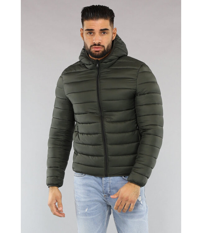 Groene Heren Puffer Jacket met Zakken