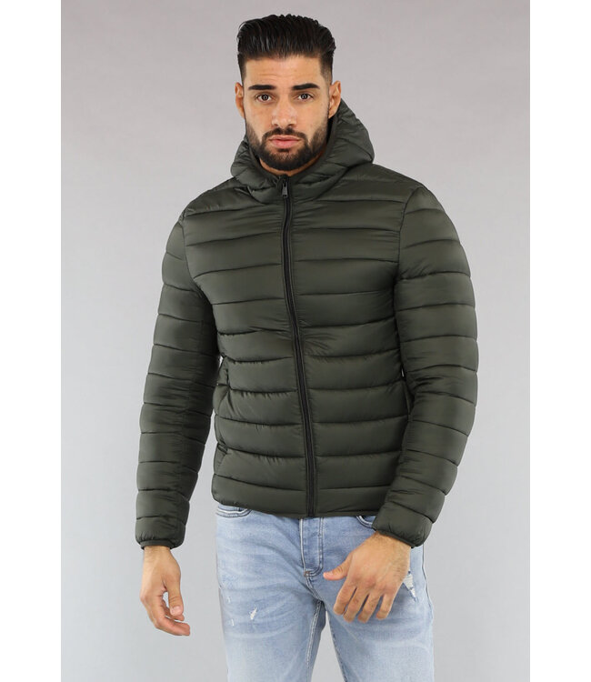 NEW2903 Groene Heren Puffer Jacket met Zakken