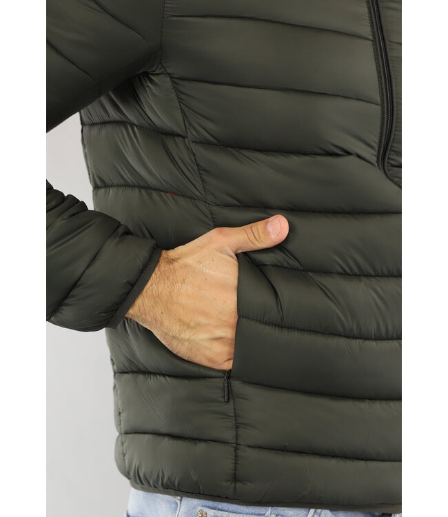 Groene Heren Puffer Jacket met Zakken
