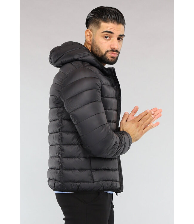 Zwarte Puffer Heren Jas met Capuchon