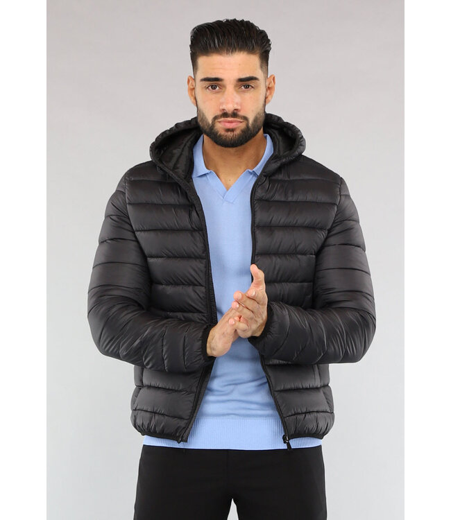 Zwarte Puffer Heren Jas met Capuchon