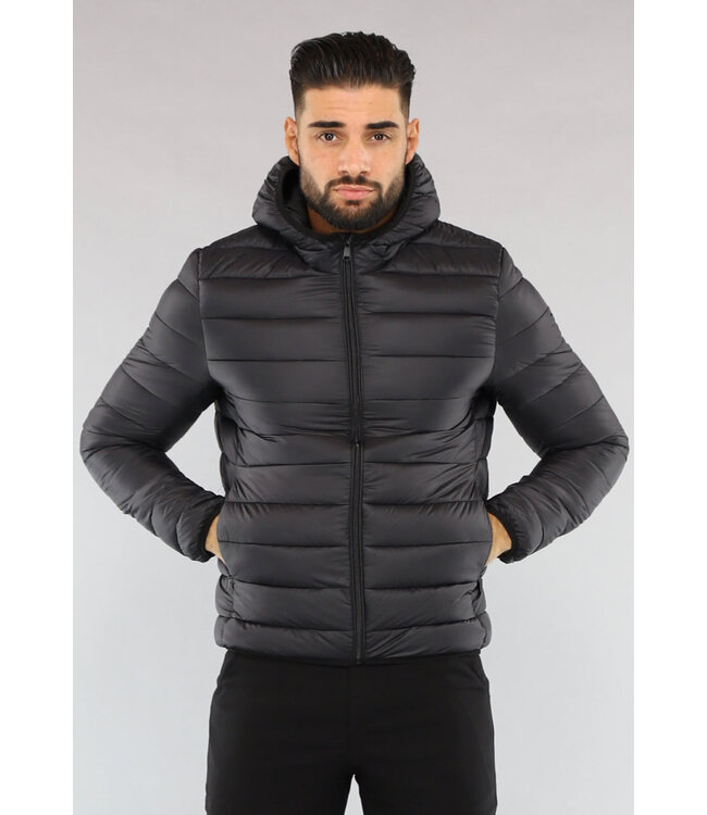 Zwarte Puffer Heren Jas met Capuchon