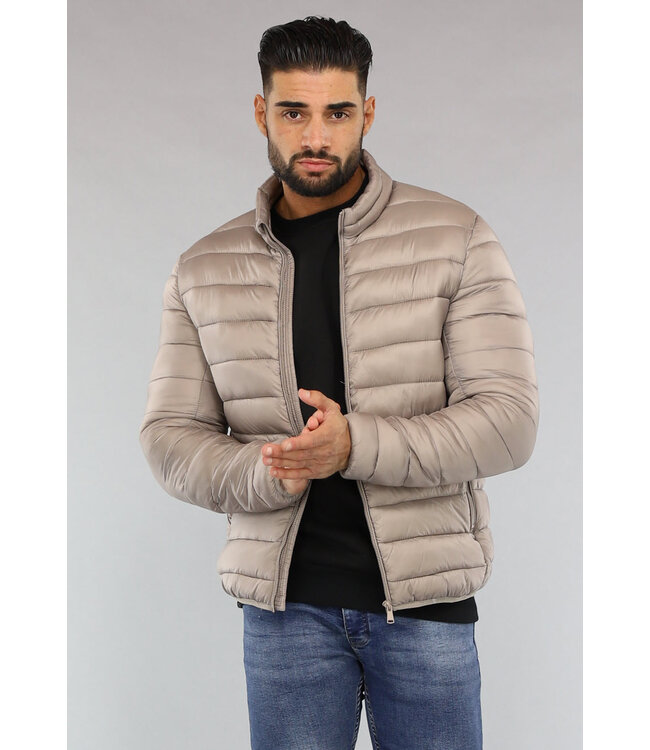 Beige Gewatteerde Heren Jas