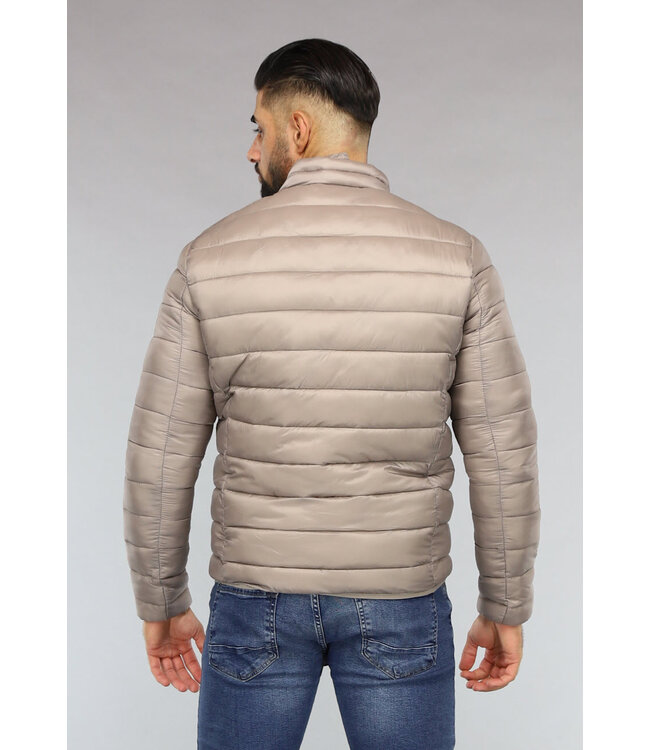 Beige Gewatteerde Heren Jas