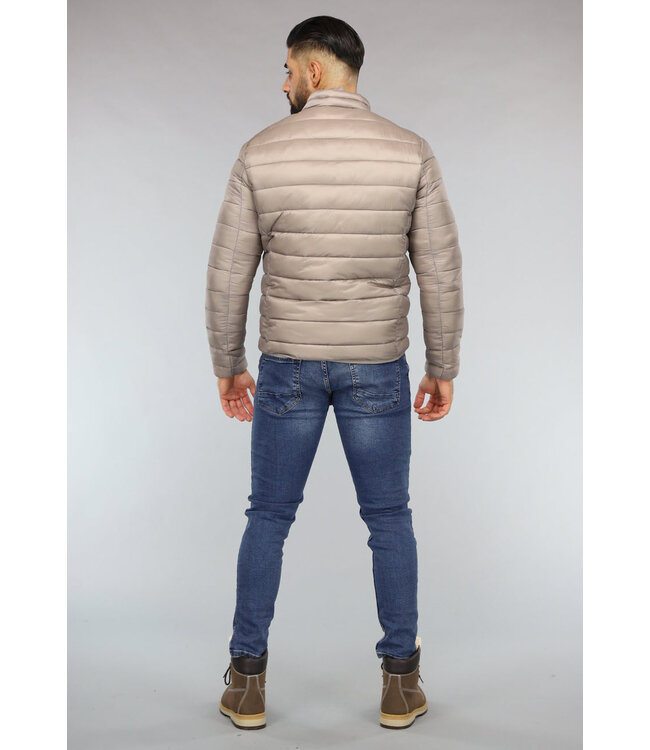 Beige Gewatteerde Heren Jas