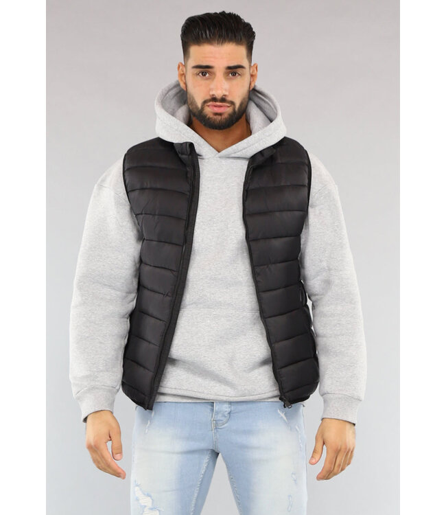 Zwarte Basic Gewatteerde Heren Bodywarmer