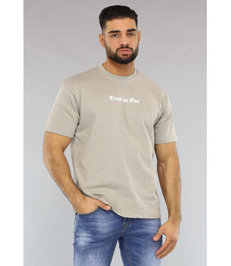 NEW2903 Taupe Heren T-Shirt met Trust No One Print