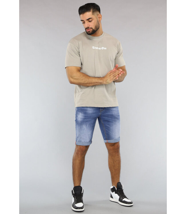 Taupe Heren T-Shirt met Trust No One Print