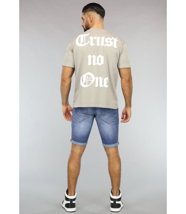 Taupe Heren T-Shirt met Trust No One Print