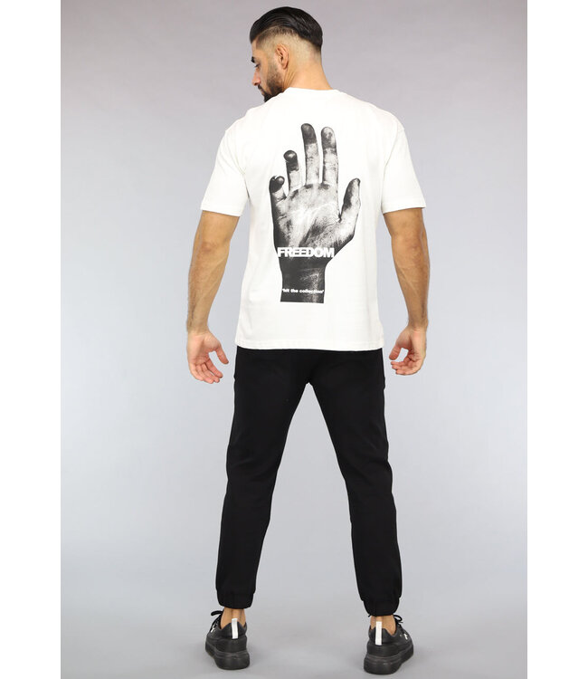 Ecru Heren Korte Mouwen T-Shirt met Print