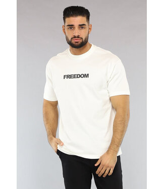 Ecru Heren Korte Mouwen T-Shirt met Print