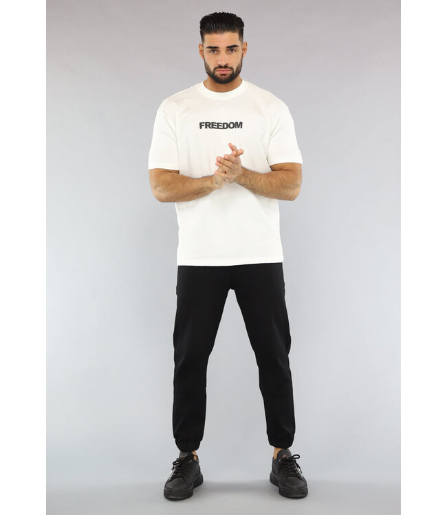 Ecru Heren Korte Mouwen T-Shirt met Print