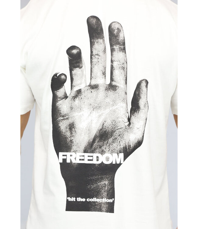 Ecru Heren Korte Mouwen T-Shirt met Print