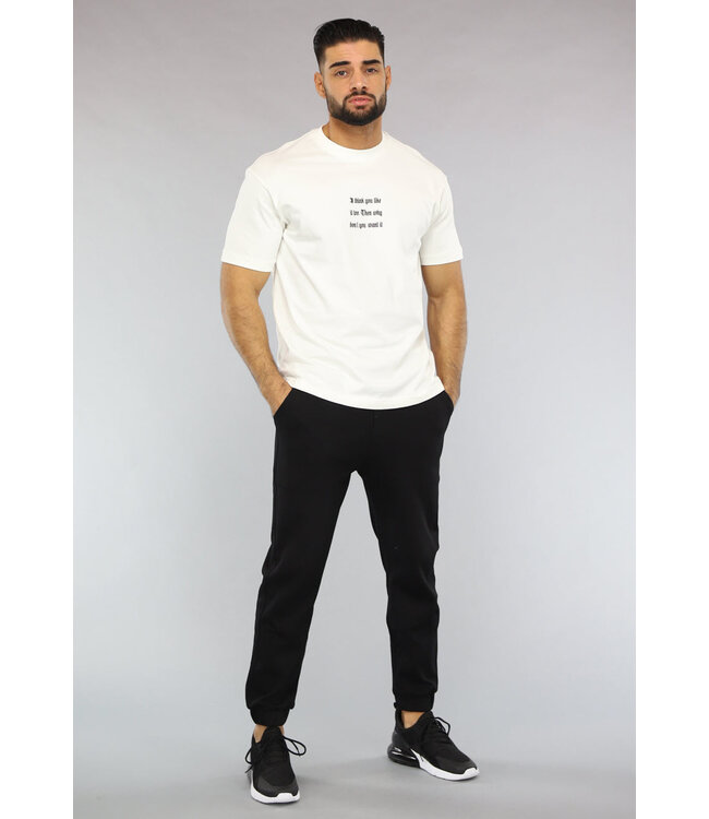 Ecru Heren T-Shirt met Zwarte Quote