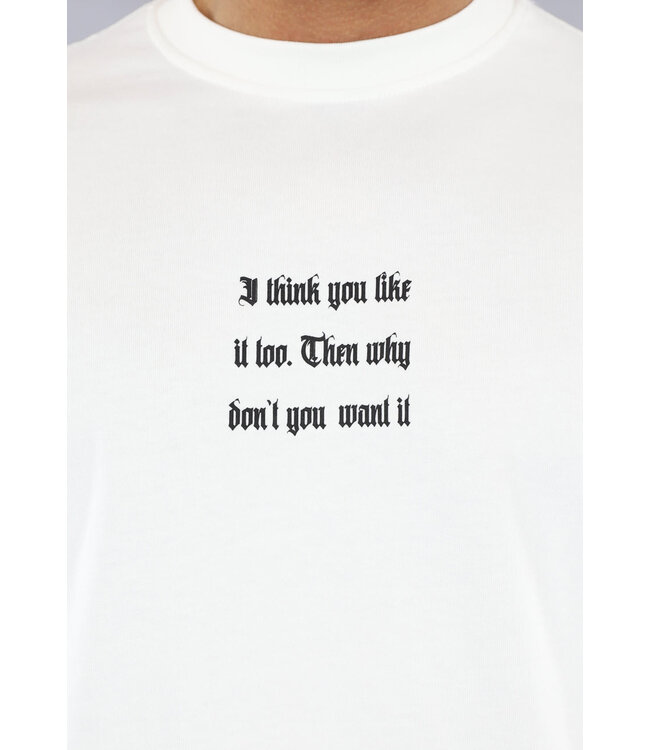 Ecru Heren T-Shirt met Zwarte Quote