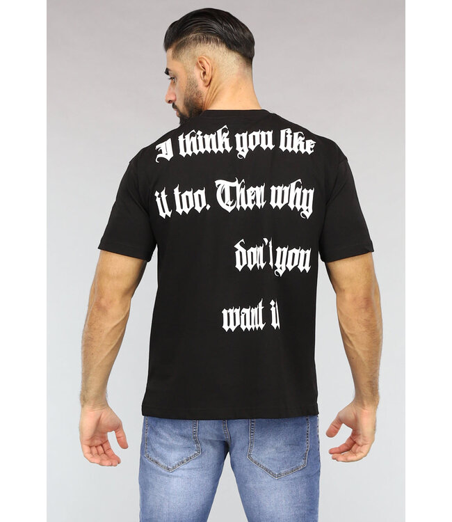 Zwart Heren T-Shirt met Grafische Tekst