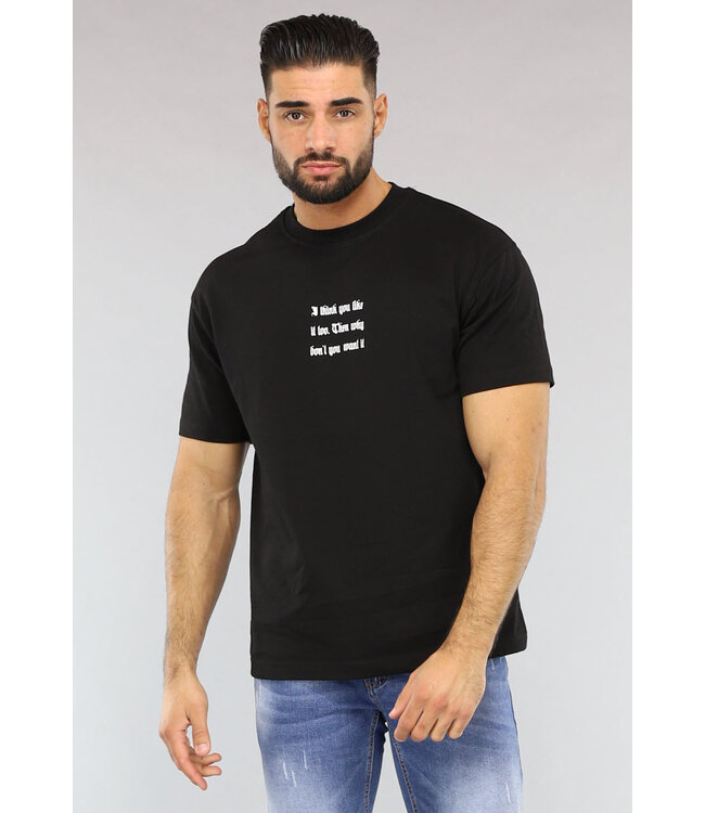 Zwart Heren T-Shirt met Grafische Tekst