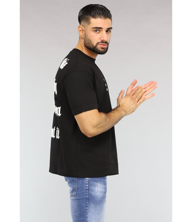 Zwart Heren T-Shirt met Grafische Tekst