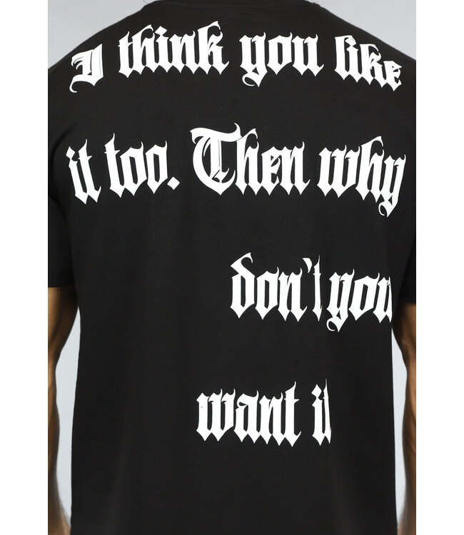 NEW2903 Zwart Heren T-Shirt met Grafische Tekst