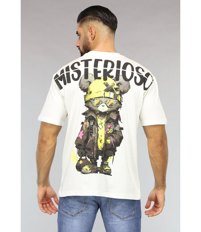 Crème Heren T-Shirt met Beer Print