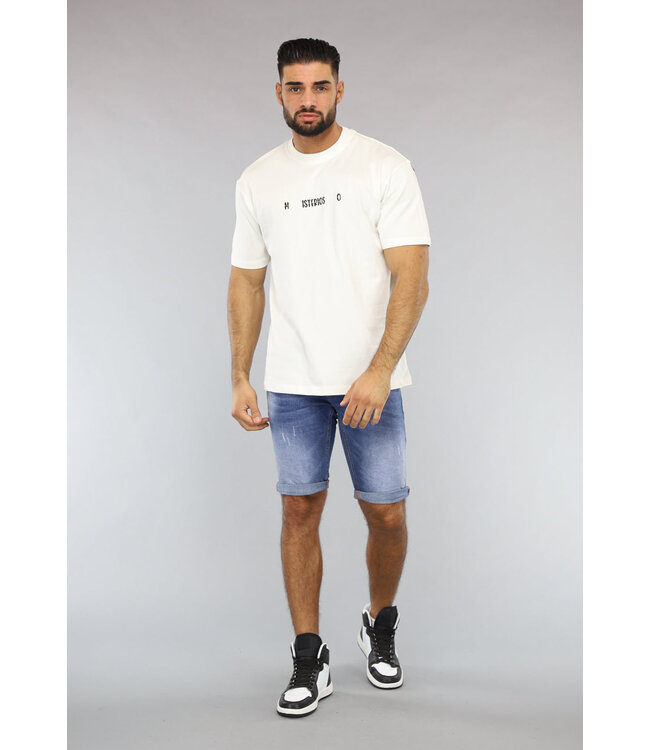 Crème Heren T-Shirt met Beer Print