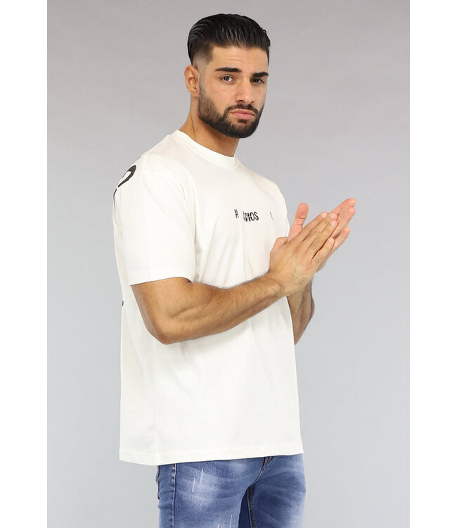Crème Heren T-Shirt met Beer Print