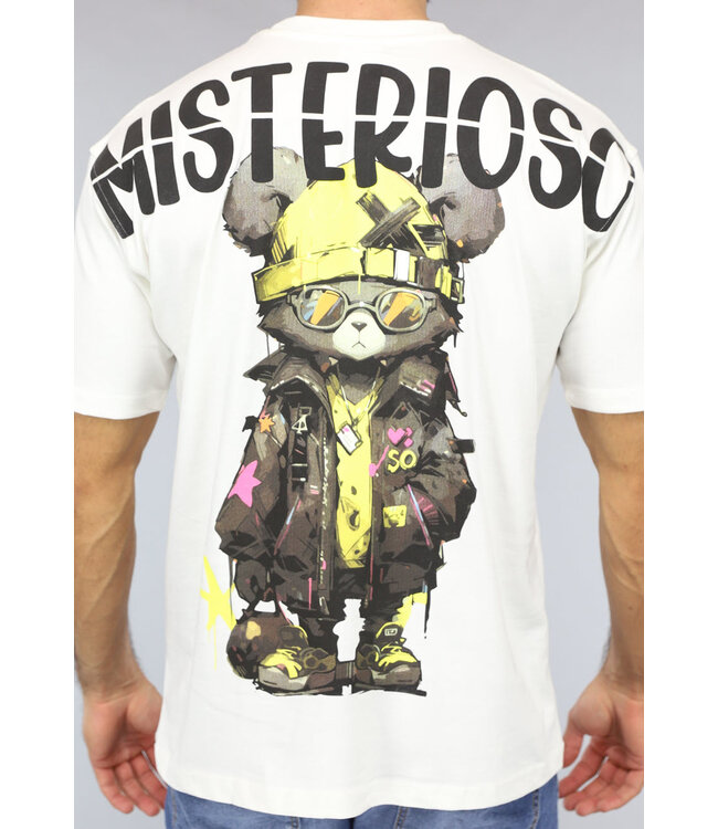 Crème Heren T-Shirt met Beer Print
