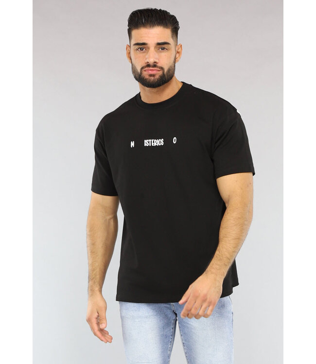 Zwart Heren T Shirt met Witte Tekst