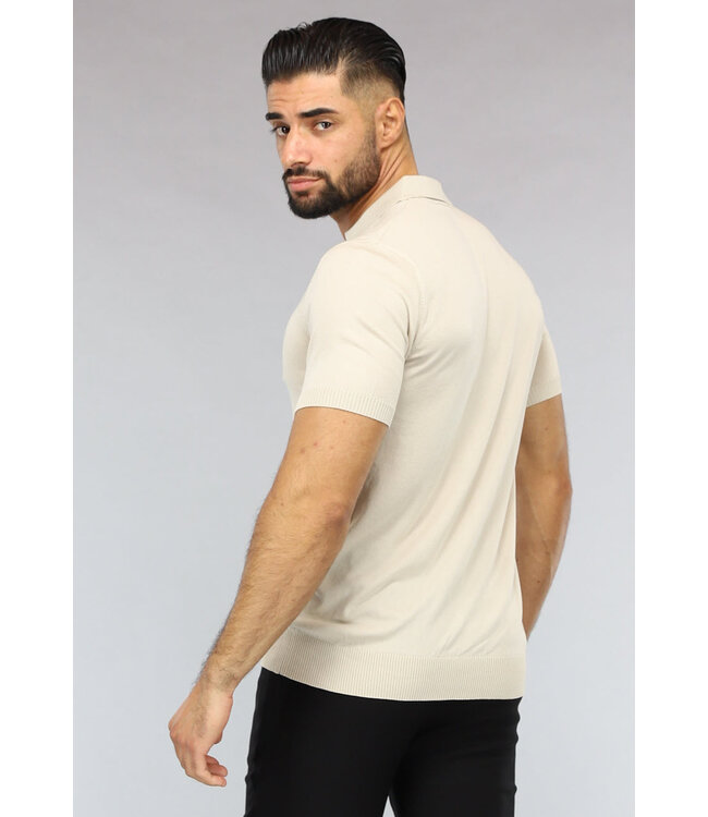 Beige Heren Polo met Stretch