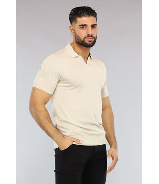 Beige Heren Polo met Stretch