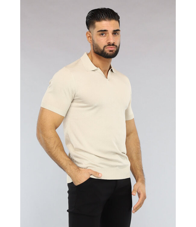 NEW2903 Beige Heren Polo met Stretch