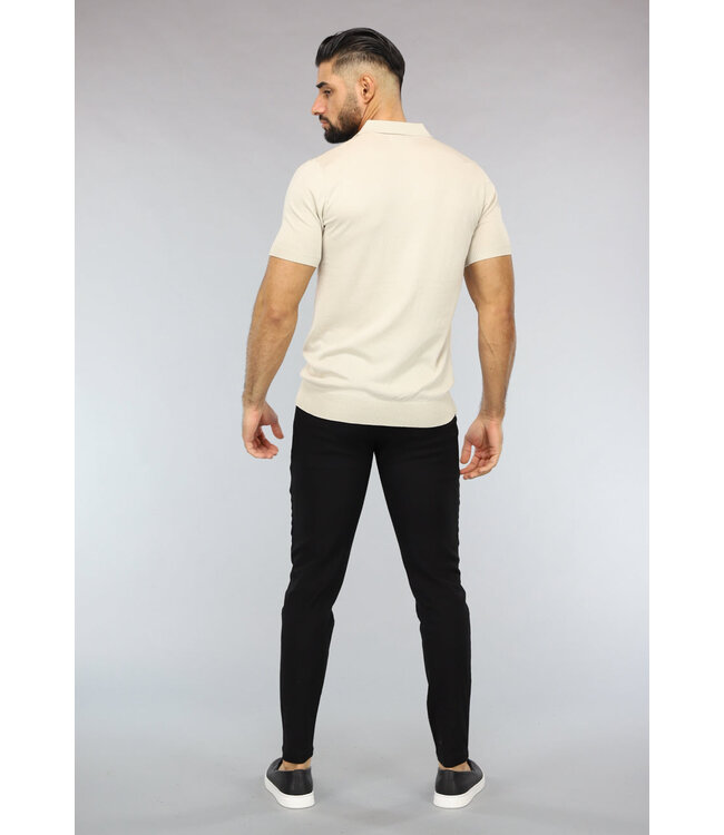 Beige Heren Polo met Stretch