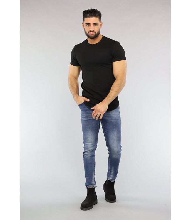 Zwart Heren T-Shirt met Reliëf