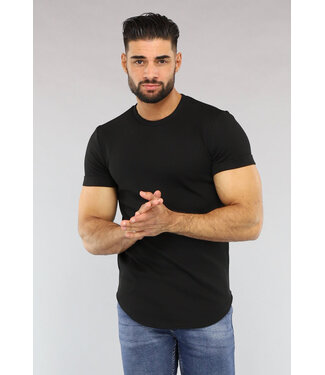Zwart Heren T-Shirt met Reliëf