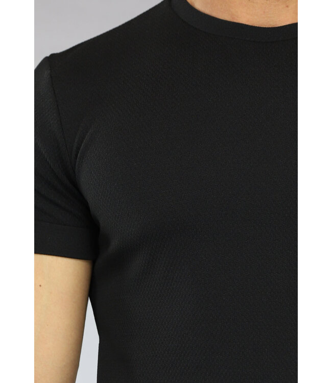 Zwart Heren T-Shirt met Reliëf