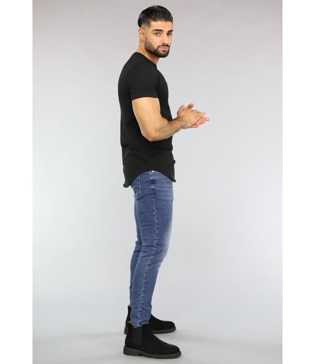 Zwart Heren T-Shirt met Reliëf