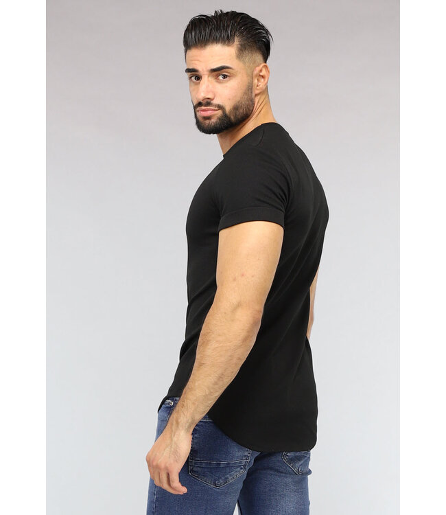 Zwart Heren T-Shirt met Reliëf