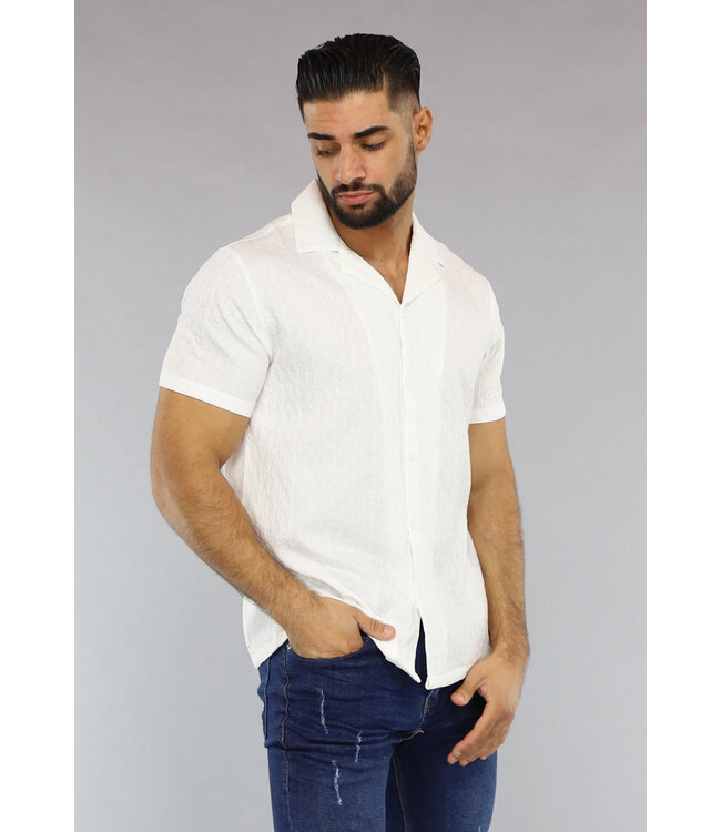 Witte Heren Blouse met Korte Mouwen